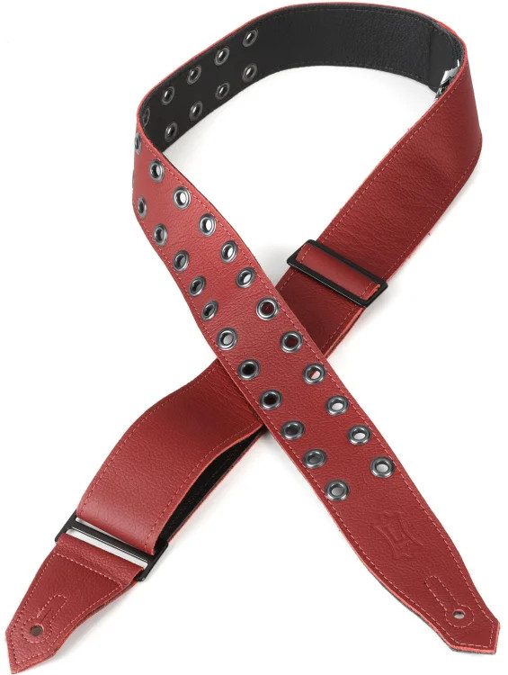 Levy's Rebel Leather Series Guitar Strap - Oxblood with Black Eyelets