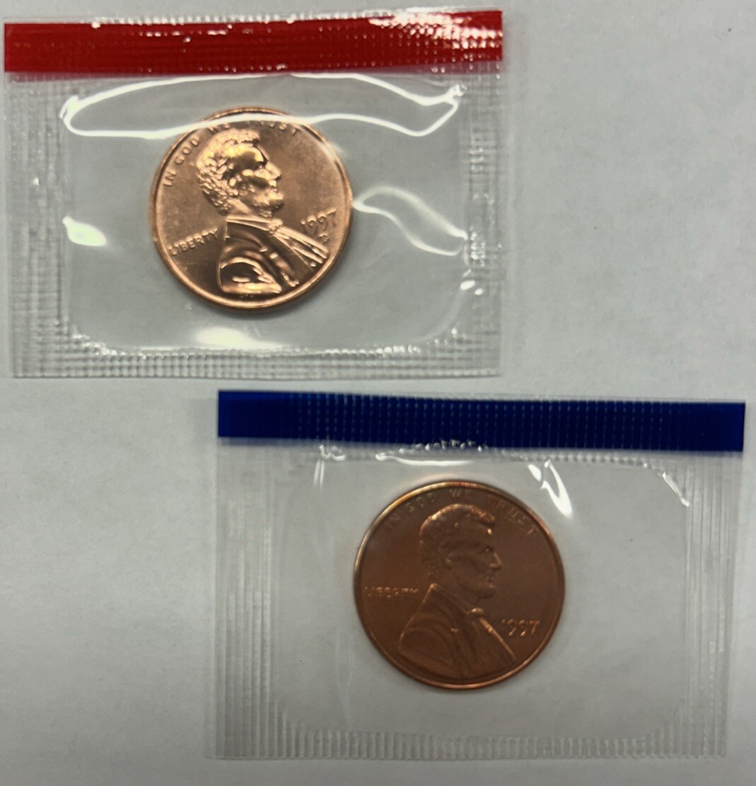 1997 P&D Lincoln Memorial Cent from Mint Set In MINT CELLO with Free Shipping