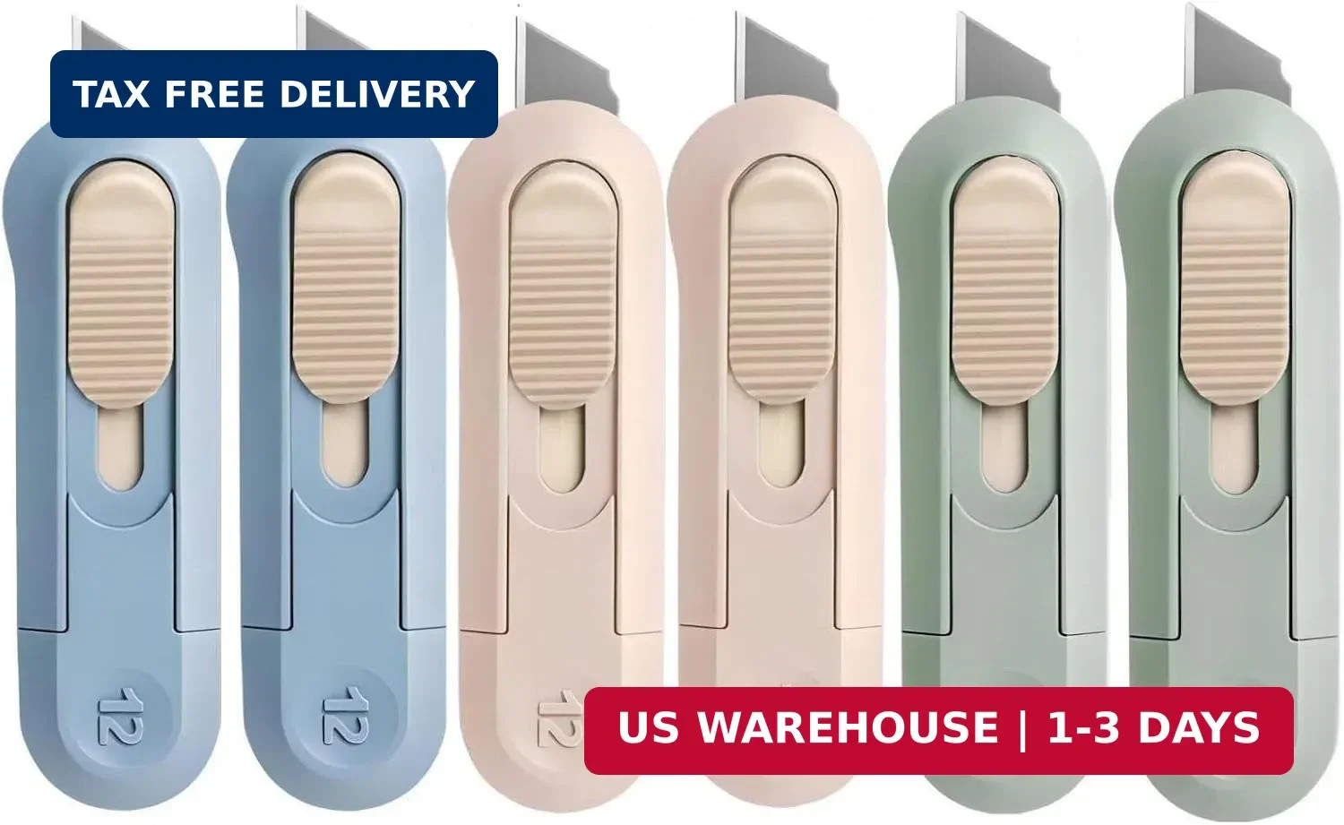 6 Pack Portable Box Cutter,Retractable Utility Knife, Multi-function Cute Box Cu