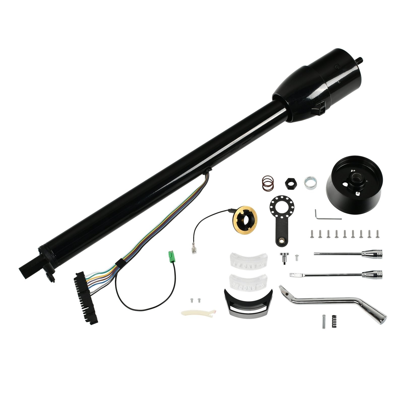 Black Stainless 32" Universal Tilt Automatic Steering Column & Adapter No Key