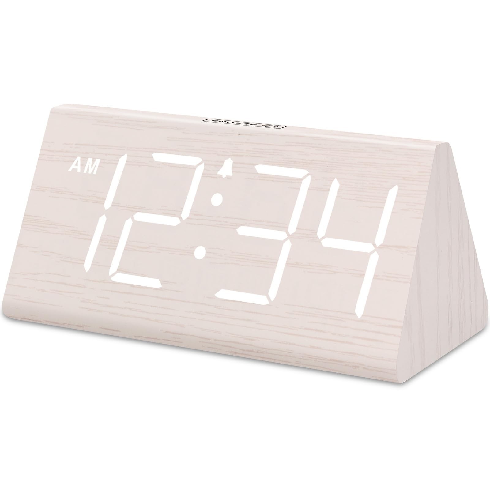 Wooden Digital Alarm Clock for Bedroom - Living Room Desk Clock with Large Nu...