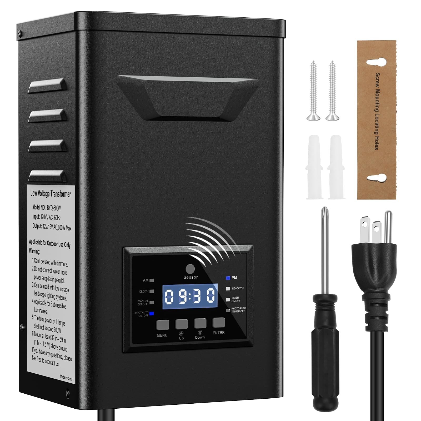 170W Low Voltage Landscape Transformer with Timer & Photocell for Landscape L...