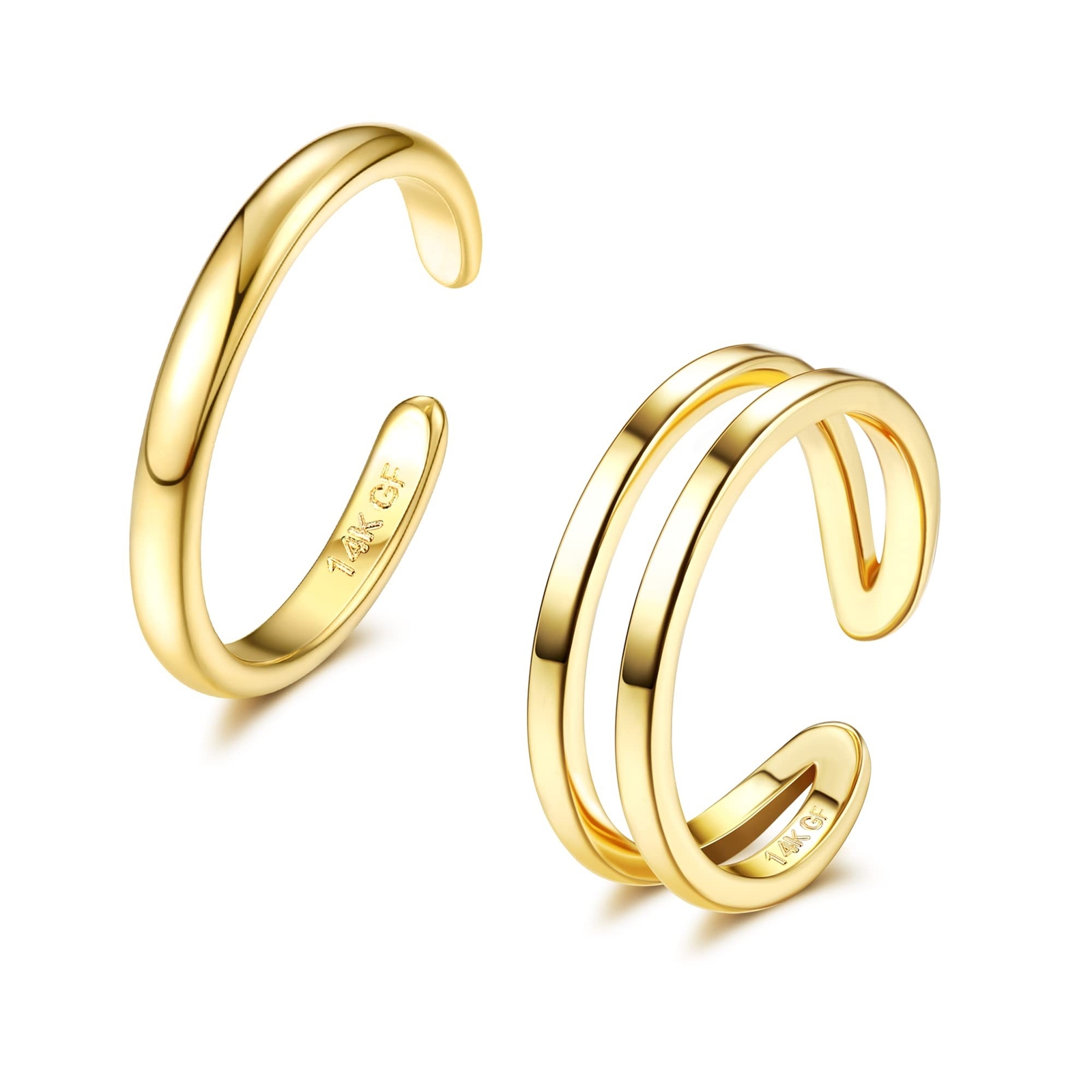 IRONBOX 14K Gold Filled Toe Rings for Women Simple Open Band Toe Ring Adjusta...