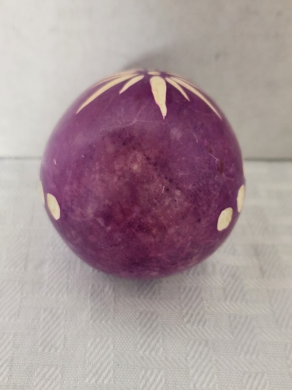 EASTER EGG Purple Dyed Hand Etched Designed-Solid EUC