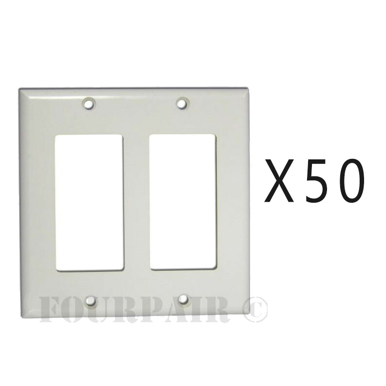 50 Pack - 2-Gang Decora Decorator Flush Wall Face Plate Outlet Cover GFCI White