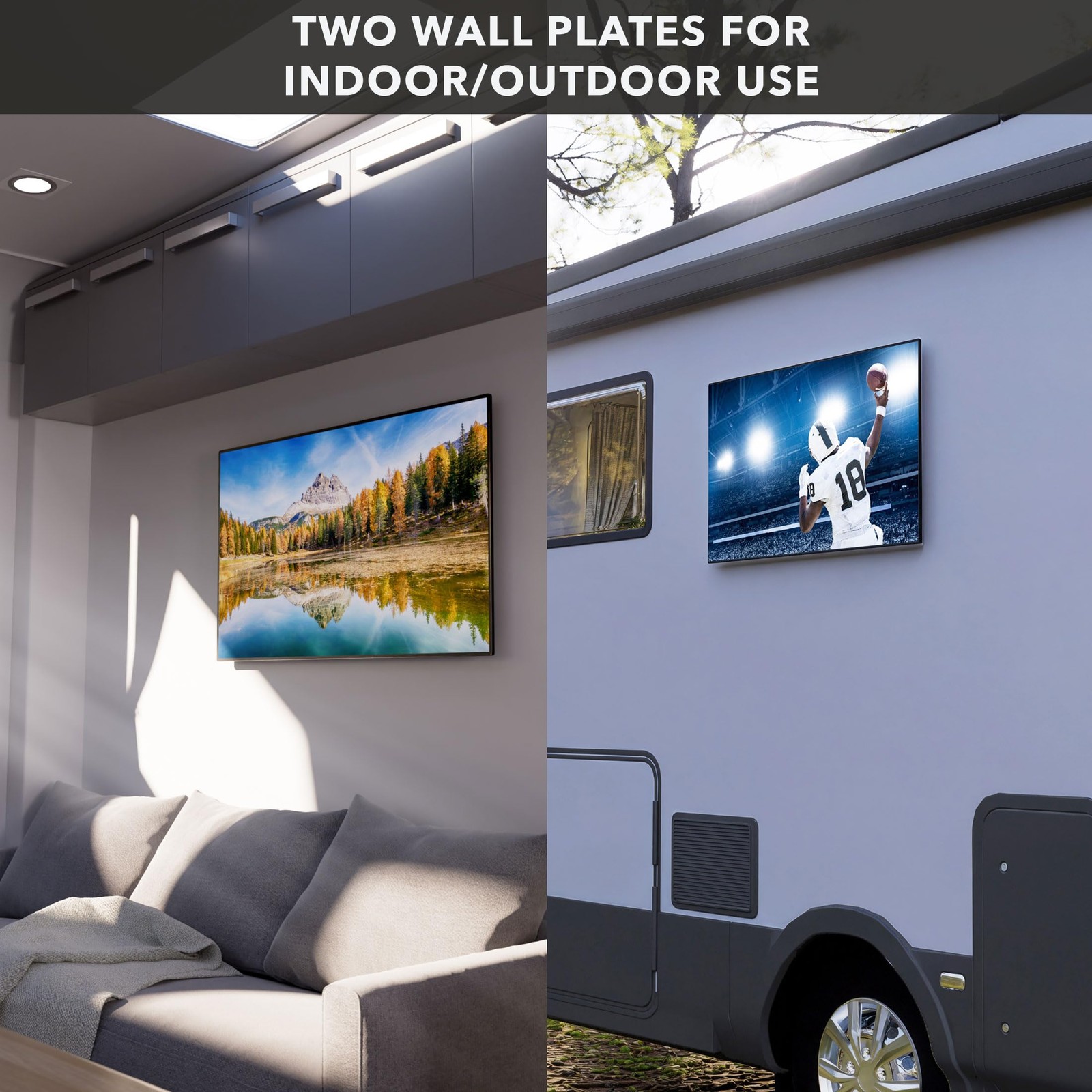 Mount-It! RV TV Mount, Rust-Proof Polymer, Dual Wall Plates & Quick-Release, ...