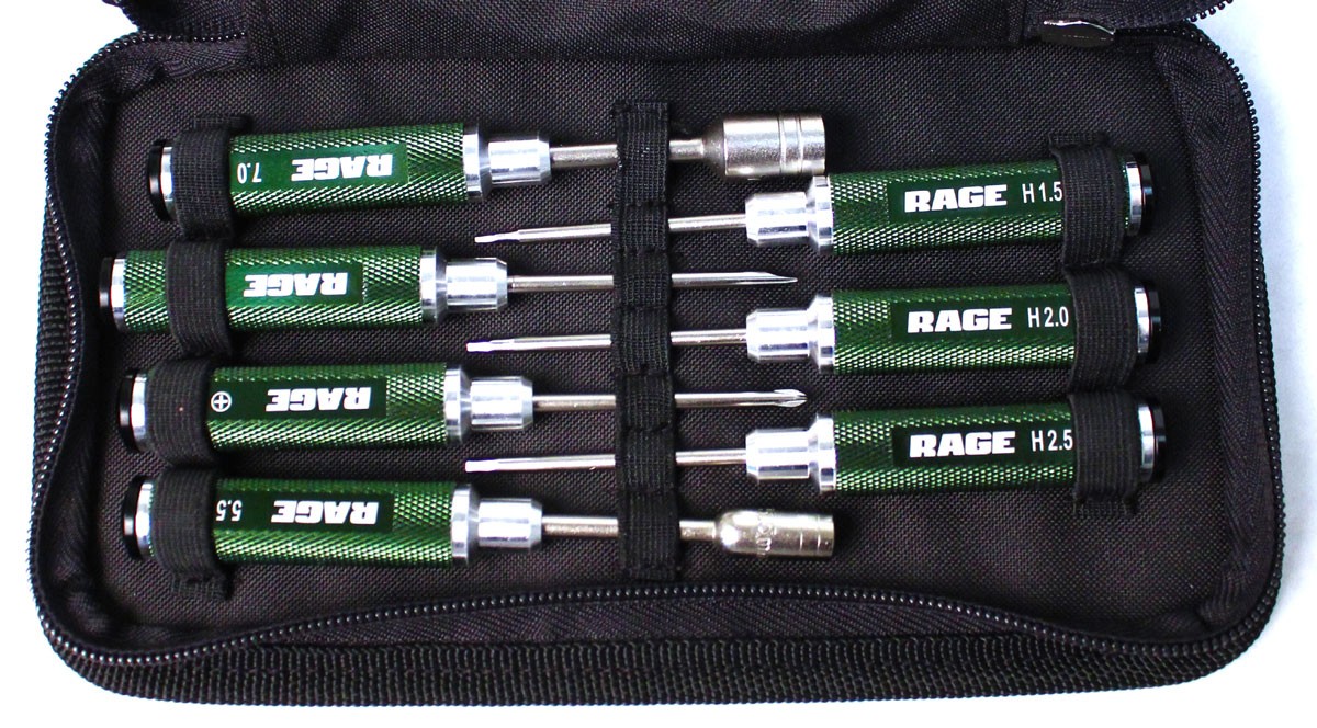 Rage RC Compact 7 Piece Machined Tool Set with Carrying Case RGR1500