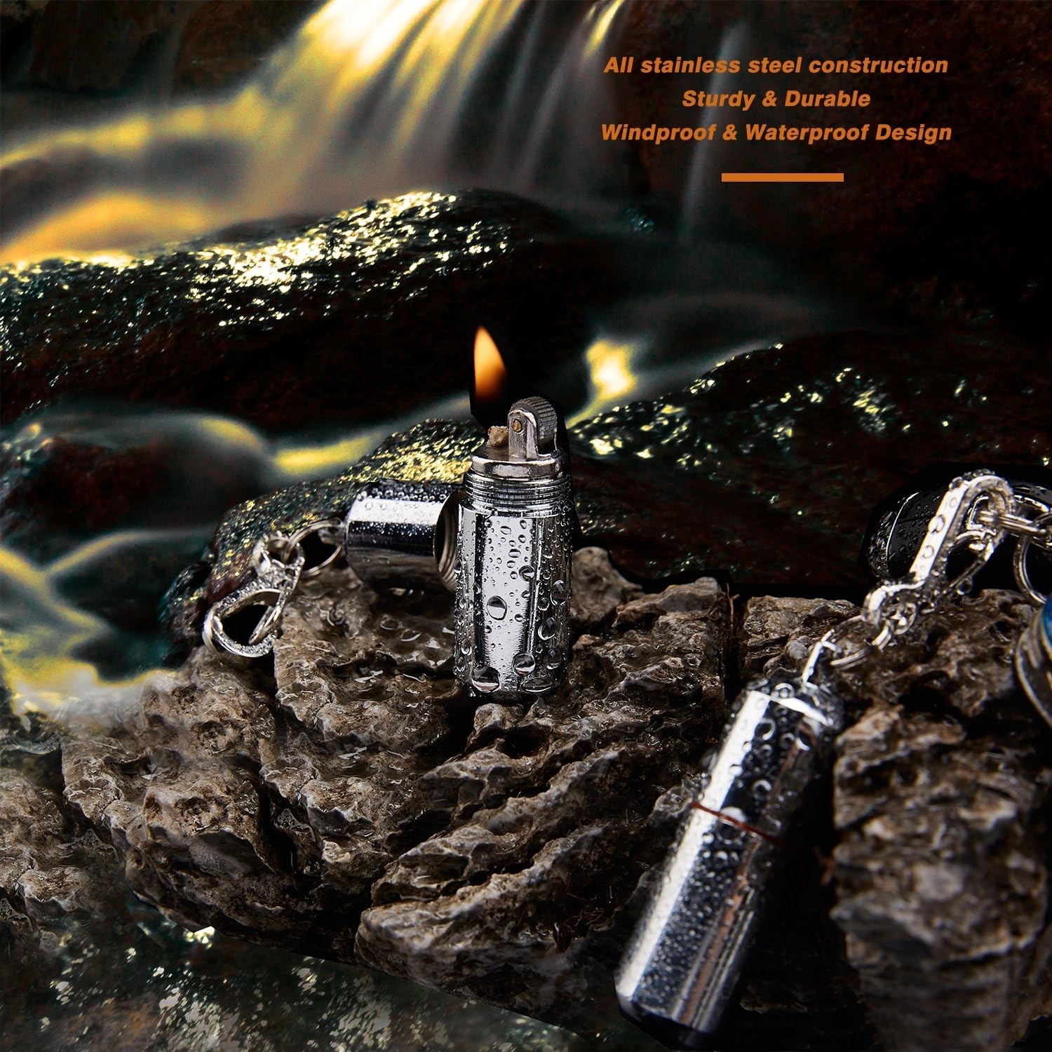 2 Pack Mini Peanut Lighter Waterproof EDC Keychain Fire Starter