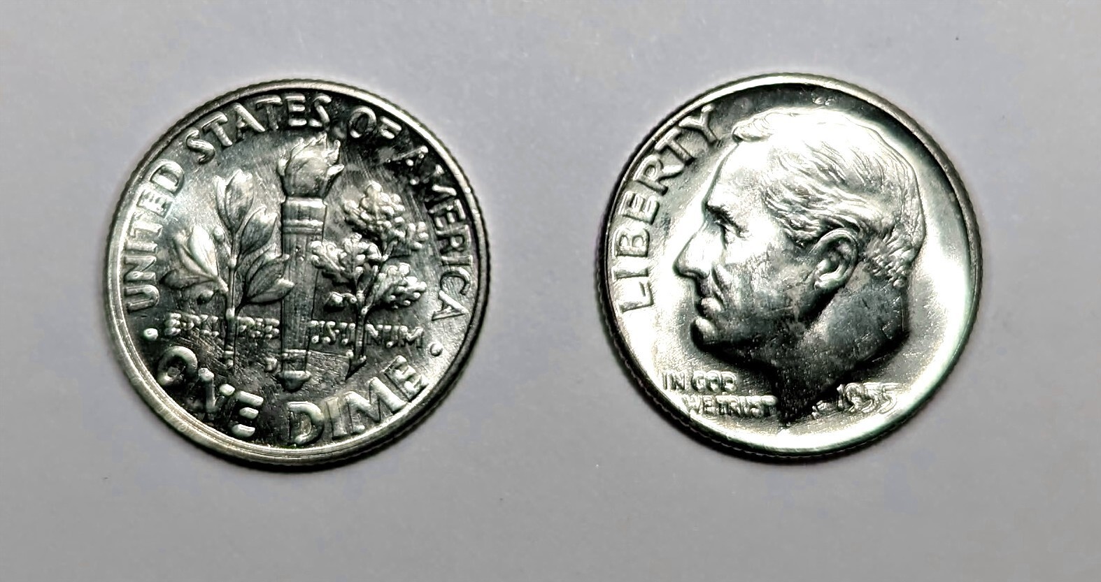 1955-D US Dime, Uncirculated, 65 Grade Estimate