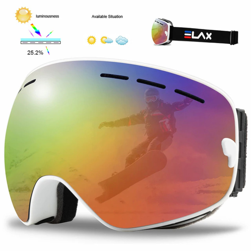 Ski Snowboard Mask Goggles Eyewear Protection Double Layer Anti-Fog