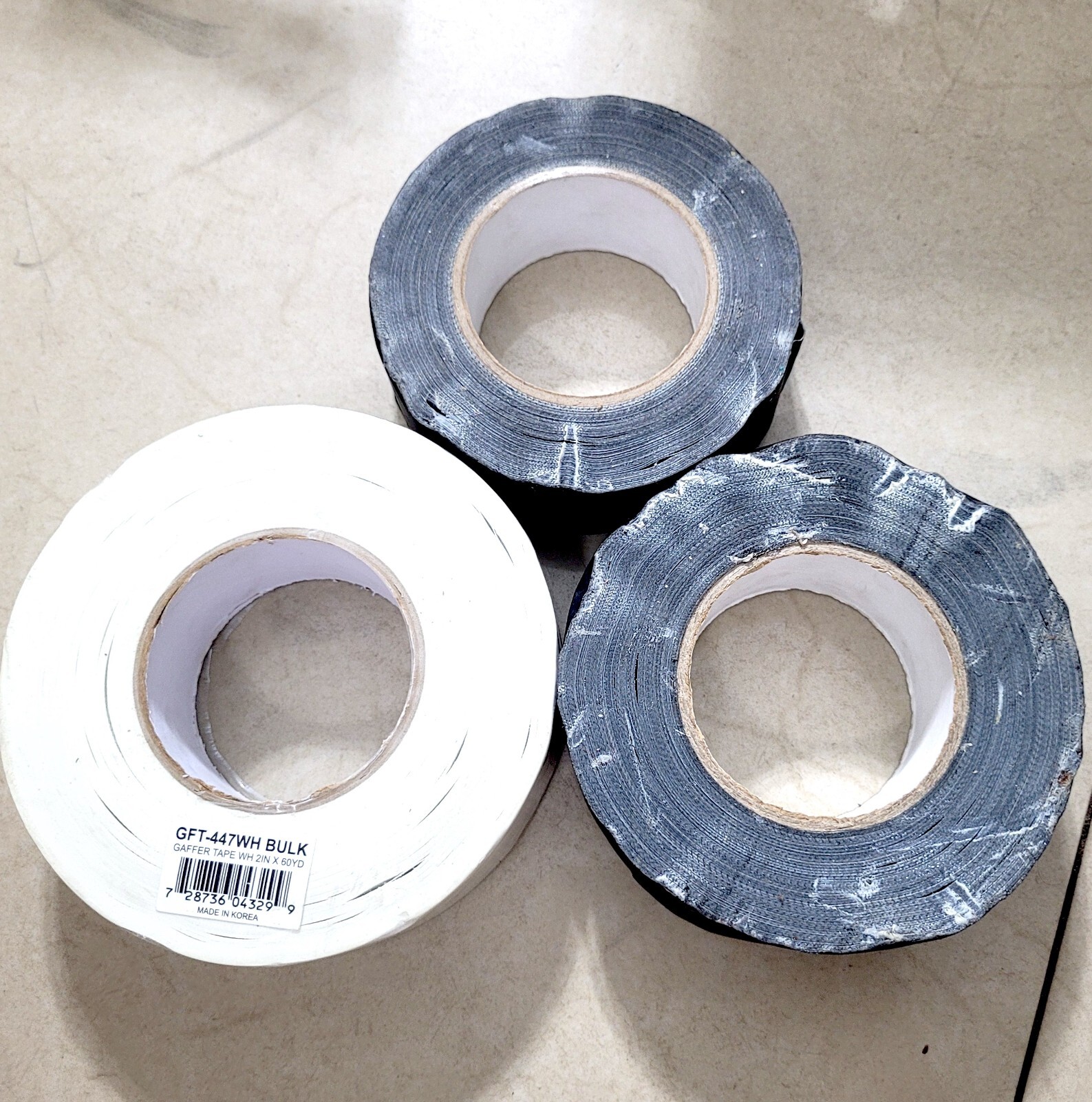 3 ROLLS 🔥 Hosa GFT-447WH White & GFT-447BK Black Bulk Gaffer Stage Tape 2-Inch