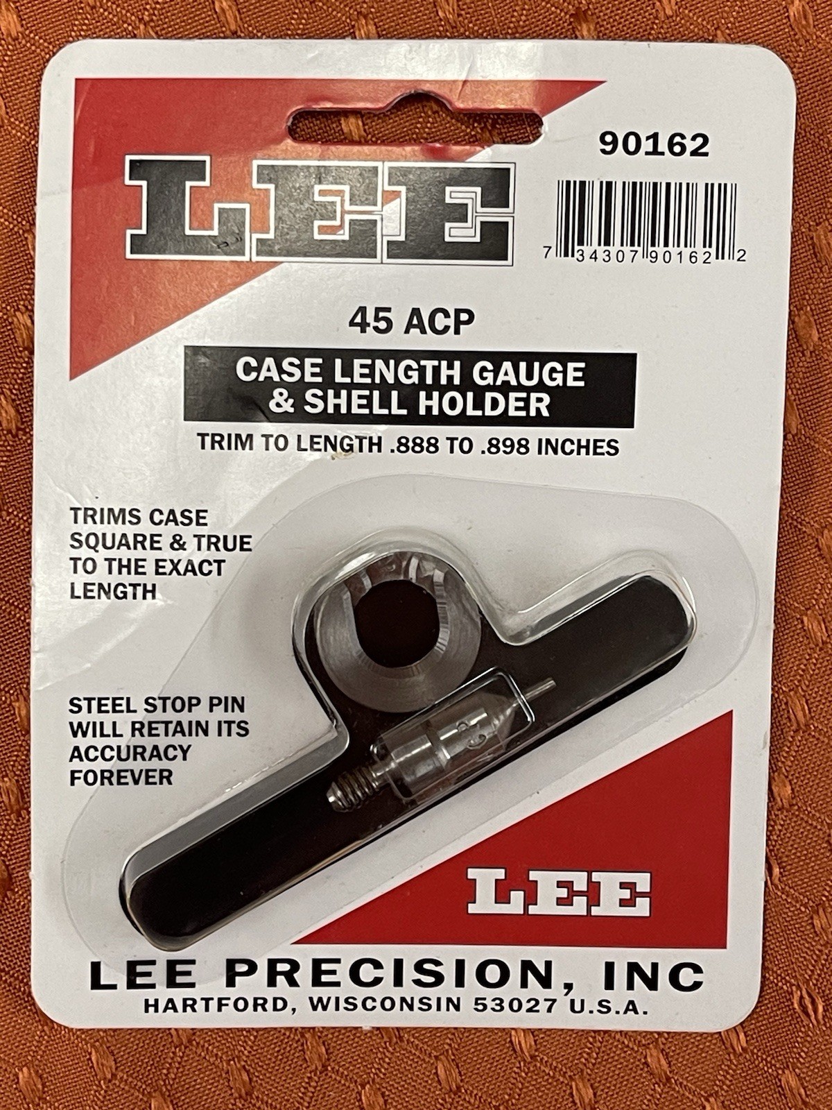 Lee Precision #90162 Case Length Gauge & Shell Holder 45 ACP .888 To .898 Inches