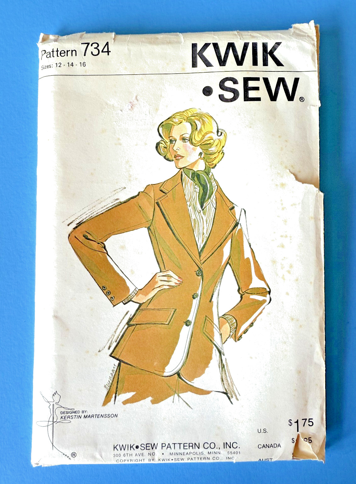 Kwik Sew #734 Misses' BLAZER Sz 12-16 Uncut
