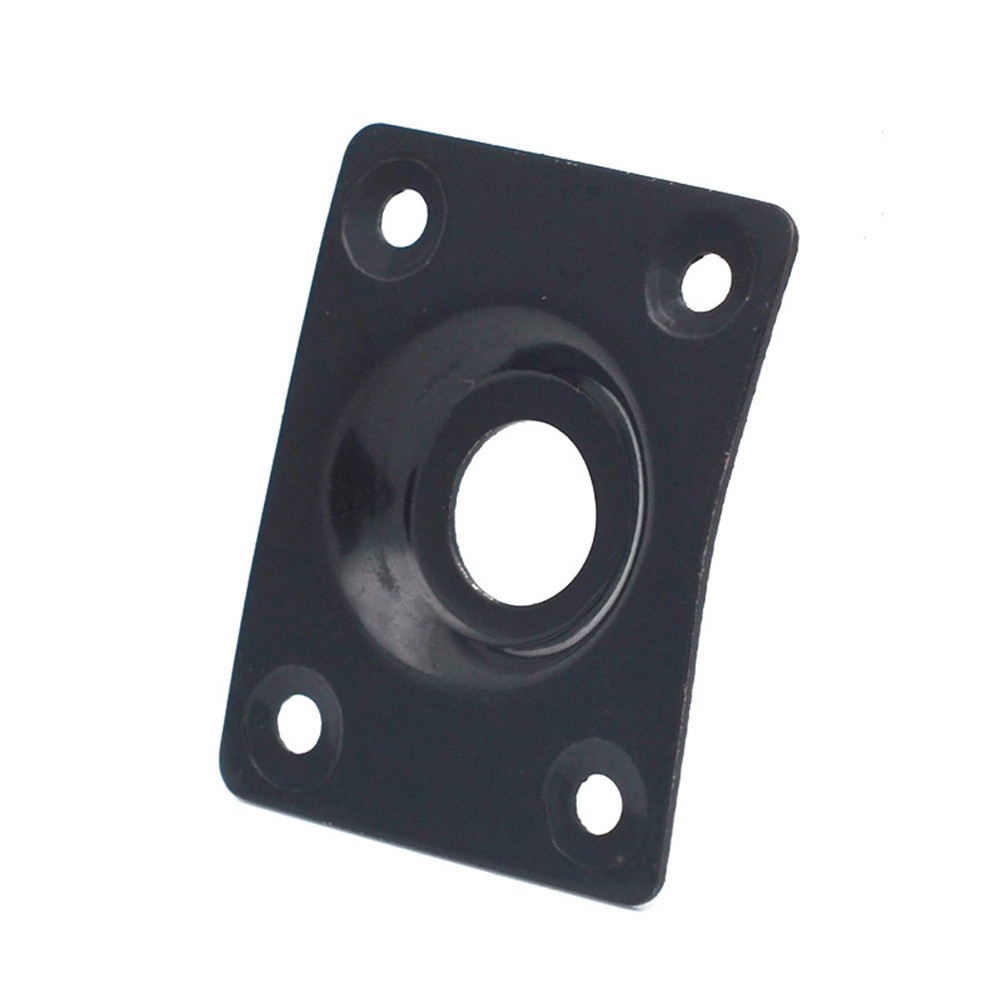 Black Guitar Output Metal Jack Plate Square W/ Screws for Electric Bass Guitar a
