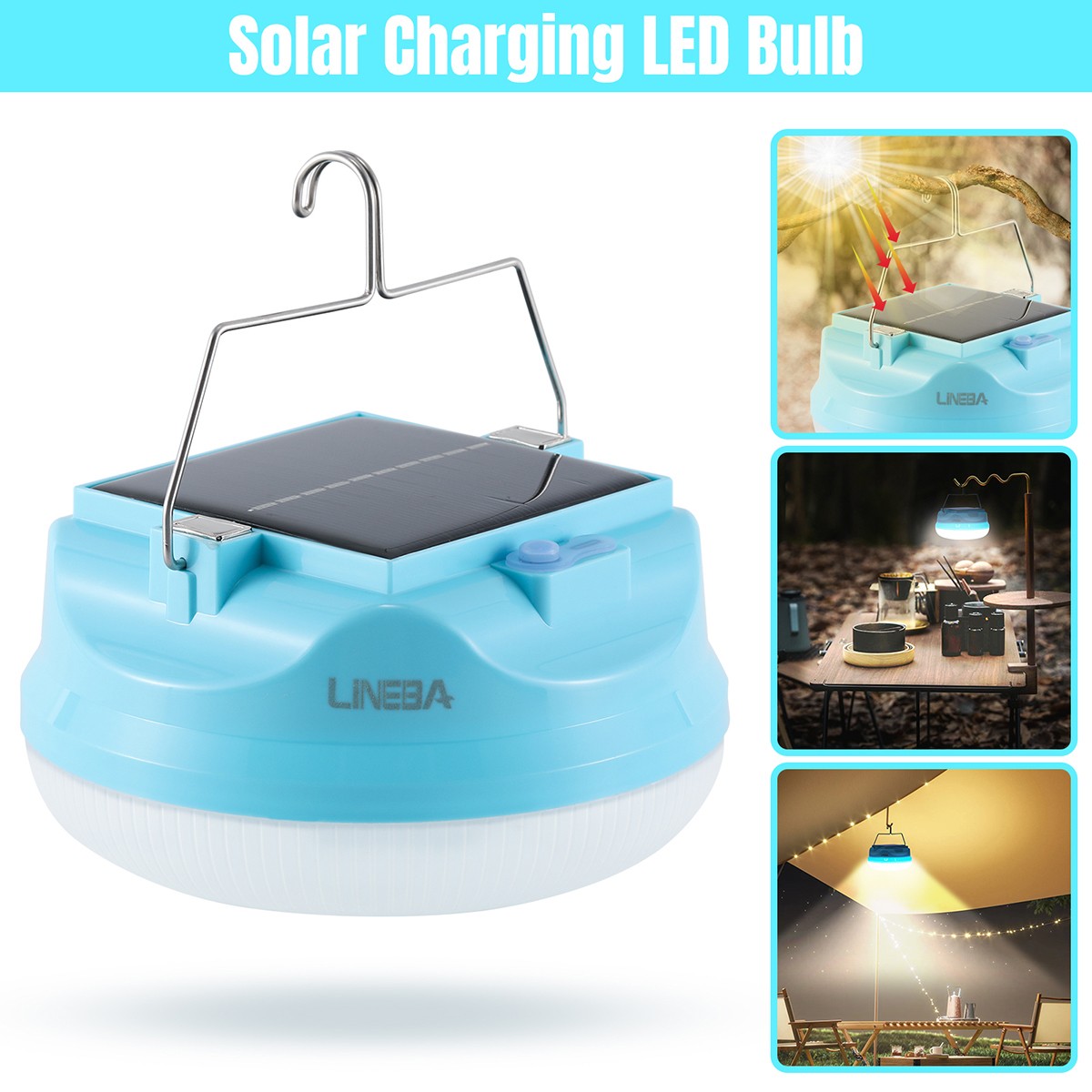 USB Rechargeable & Solar LED Camping Tent Lantern Bulb Outdoor Hiking Night Lamp