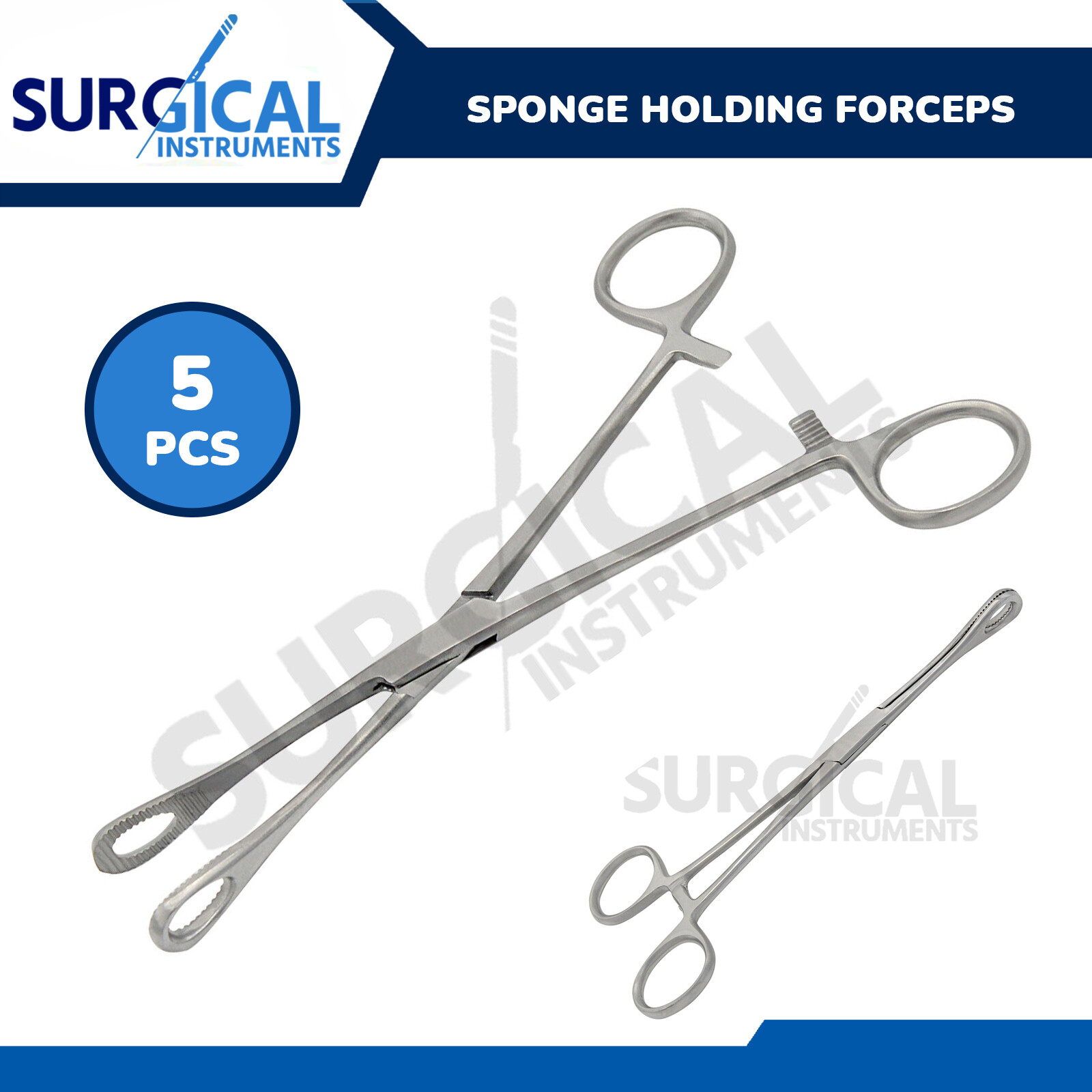 5 Pcs Sponge Forceps Surgical Gynecology 9.50" Straight Body Piercing German Gr