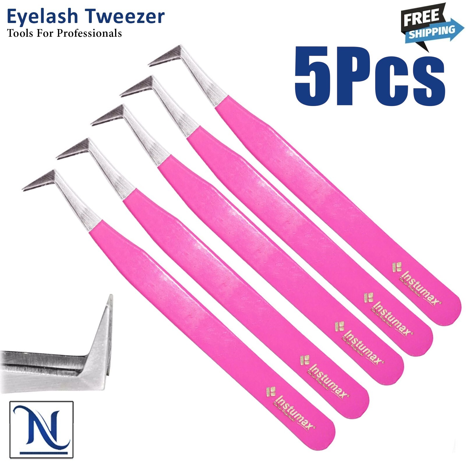 Anti‑Static L‑Type Tweezers – Professional Eyelash Extension Tool