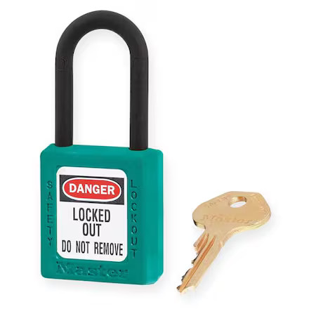 Master Lock 406Teal Lockout Padlock, Keyed Different, Thermoplastic, Teal, 1