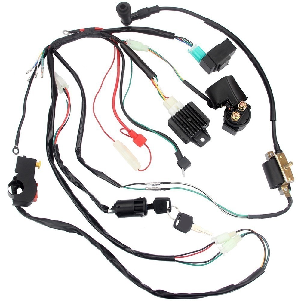 Kit for 50 70 90CC 110CC ATV Electric Quad Wiring Harness Wire Loom CDI Ignition
