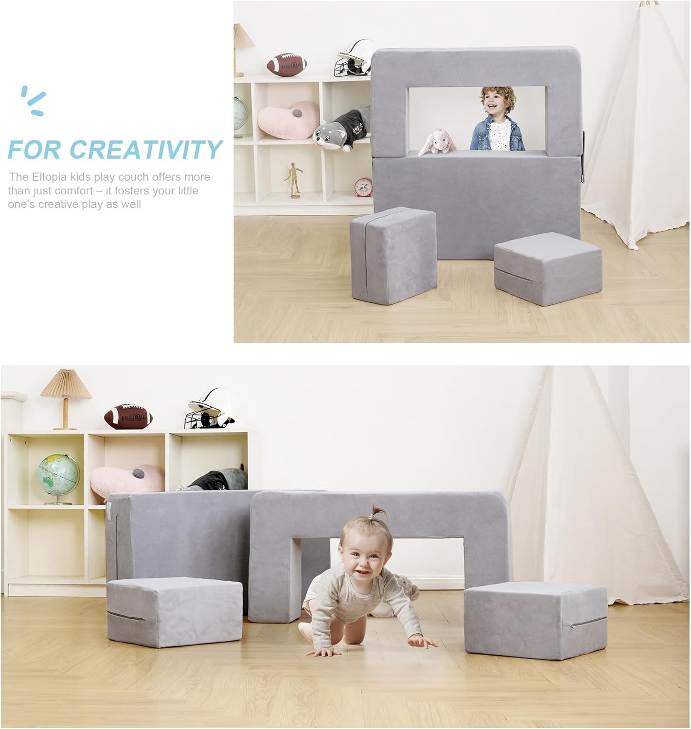 Modular Kids Sofa,Toddler Couch Foam Armchair Kids Children Convertible Plush