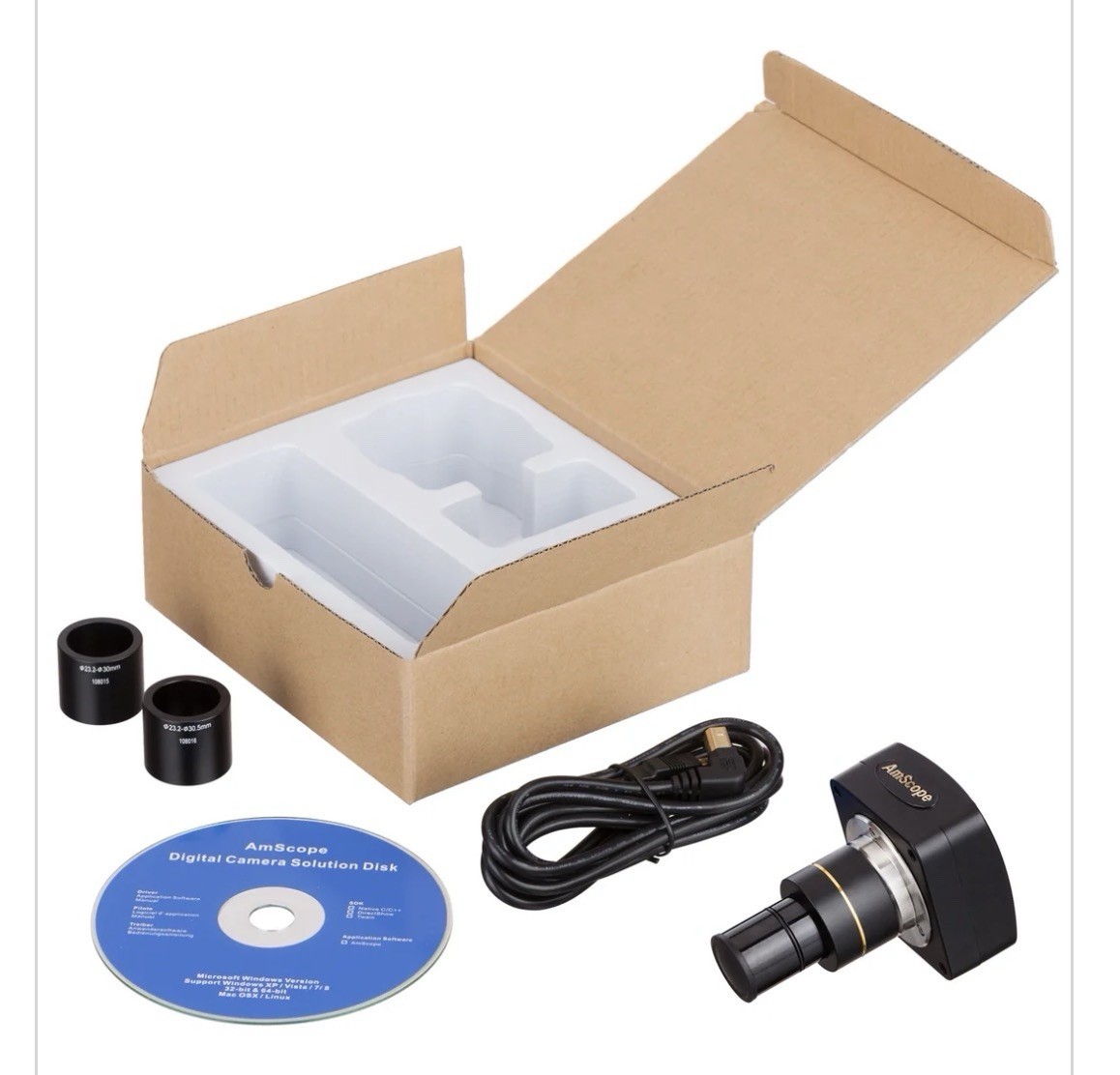 Amscope MU Series 8.0 MP USB 2.0 Color CMOS C-Mount Microscope Camera Reduction