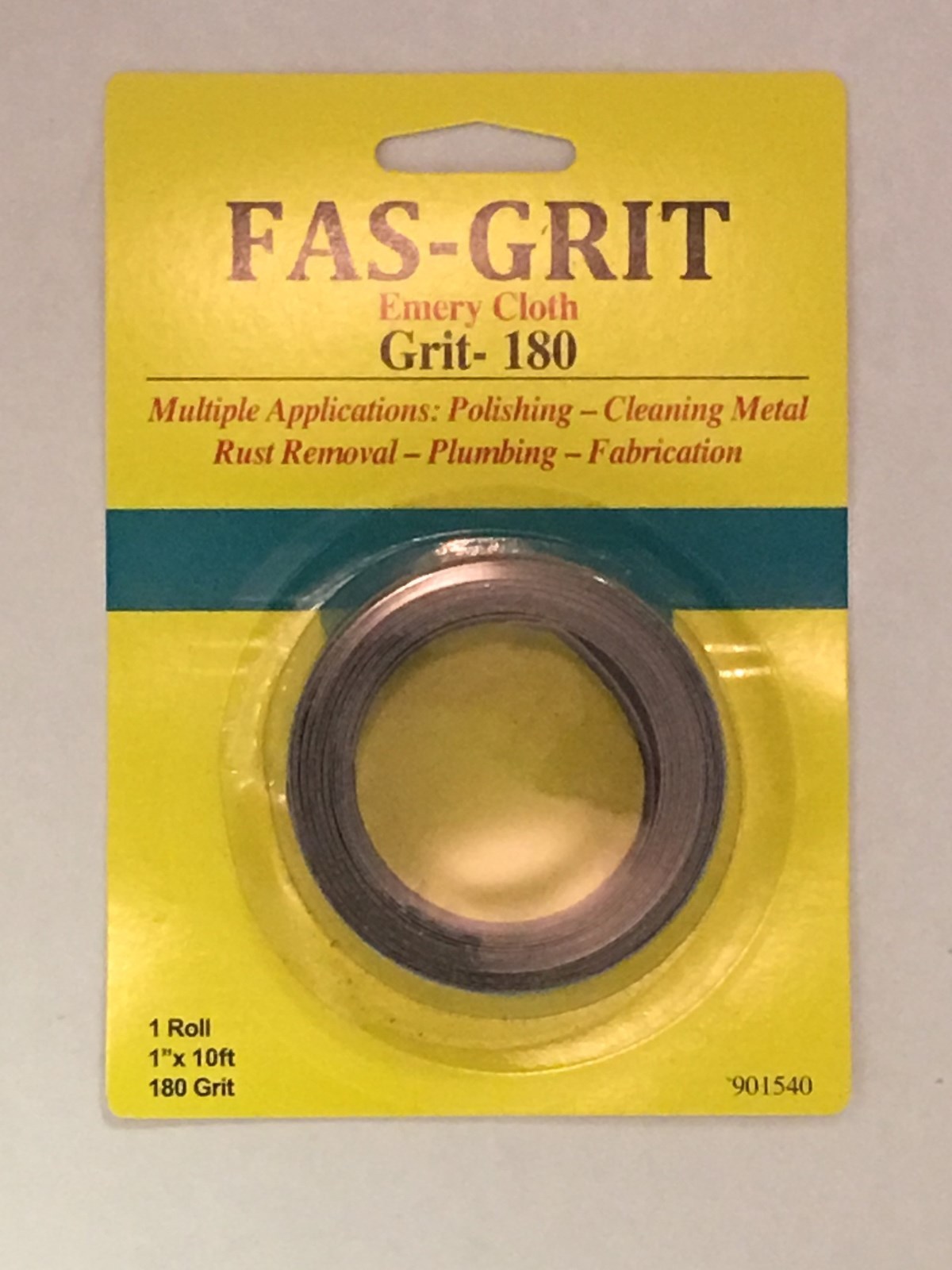Fas-Grit 1" x 10' Emery Cloth-Grit 180 Aluminum Oxide Multiple Applications