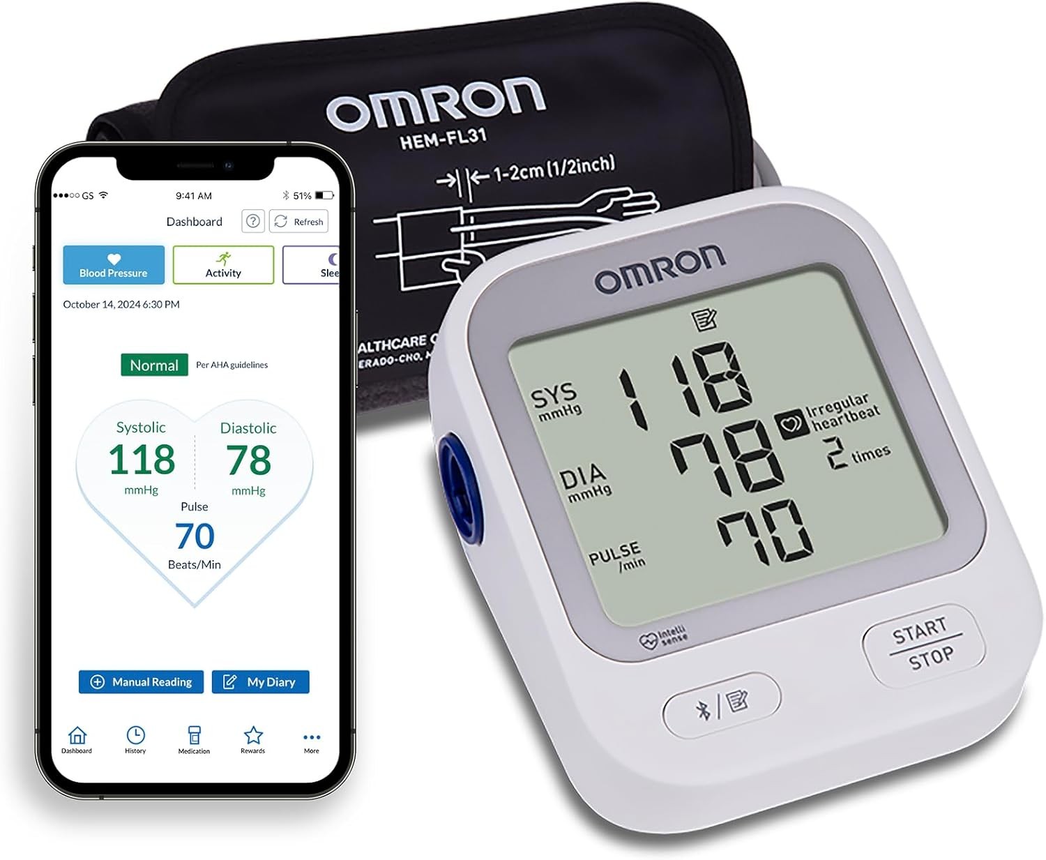 OMRON Silver Blood Pressure Monitor for Home Use & Upper Arm Blood Pressure Cuff