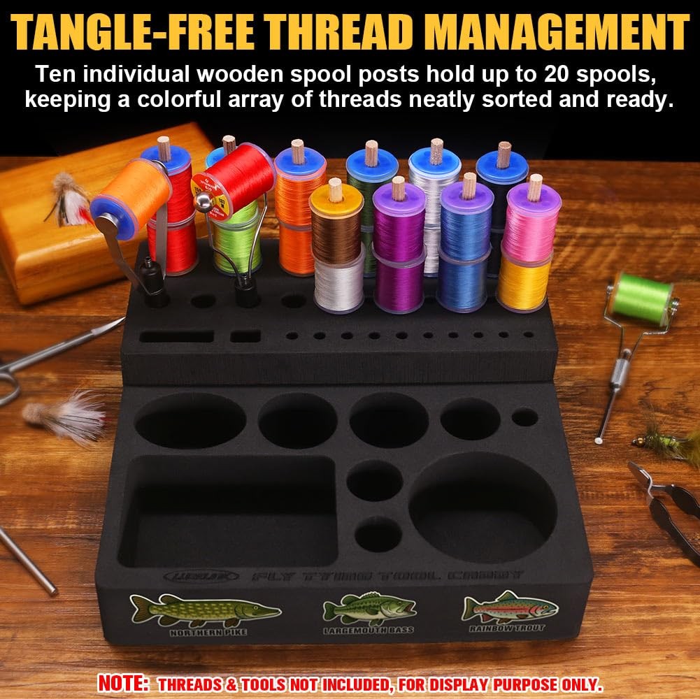 LURELINK Fly Tying Tool Caddy Organizer-Essential for Fly Tying Stations & Fi...