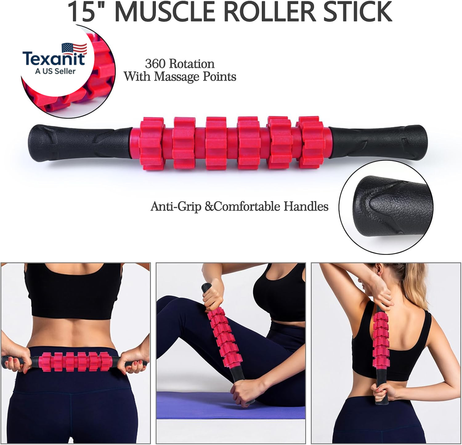 5 in 1 Foam Roller Set, Trigger Point Foam Roller Patented, Massage Stick, Massa