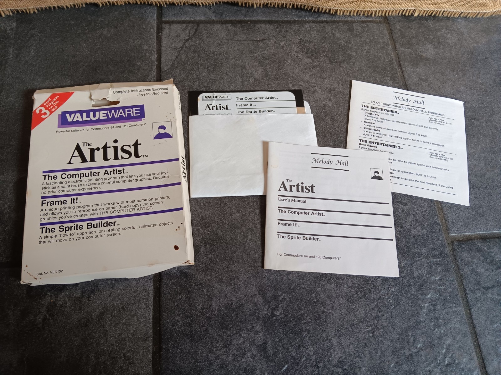 Commodore 64 The Artist Valueware Software Tested/Works Box Damage
