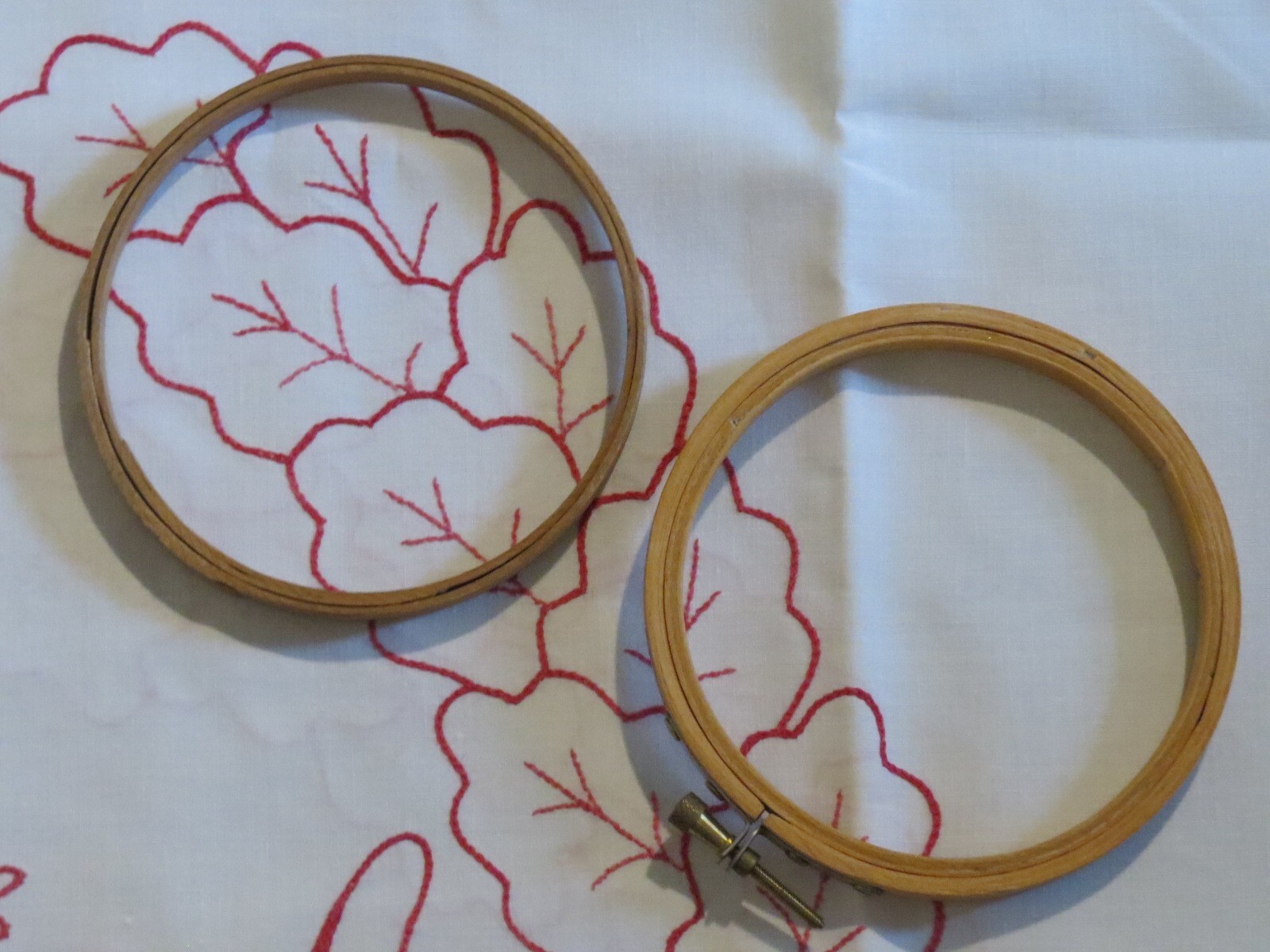 Vtg. Embroidery Rings 4" Wooden  Lot of 2