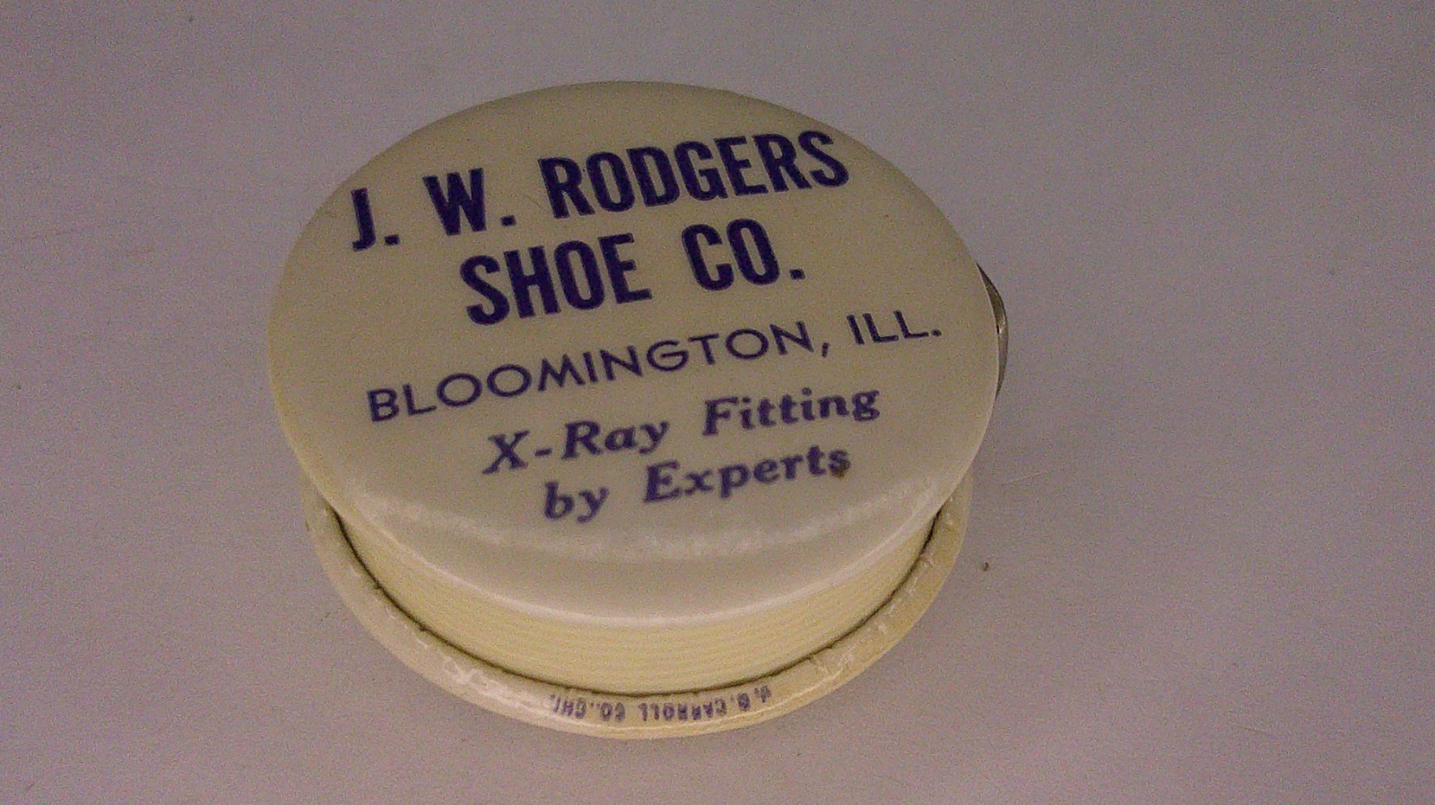 L.W. Rodgers Shoe Co Bloomington, Ill advertising tape measure X-ray fittings