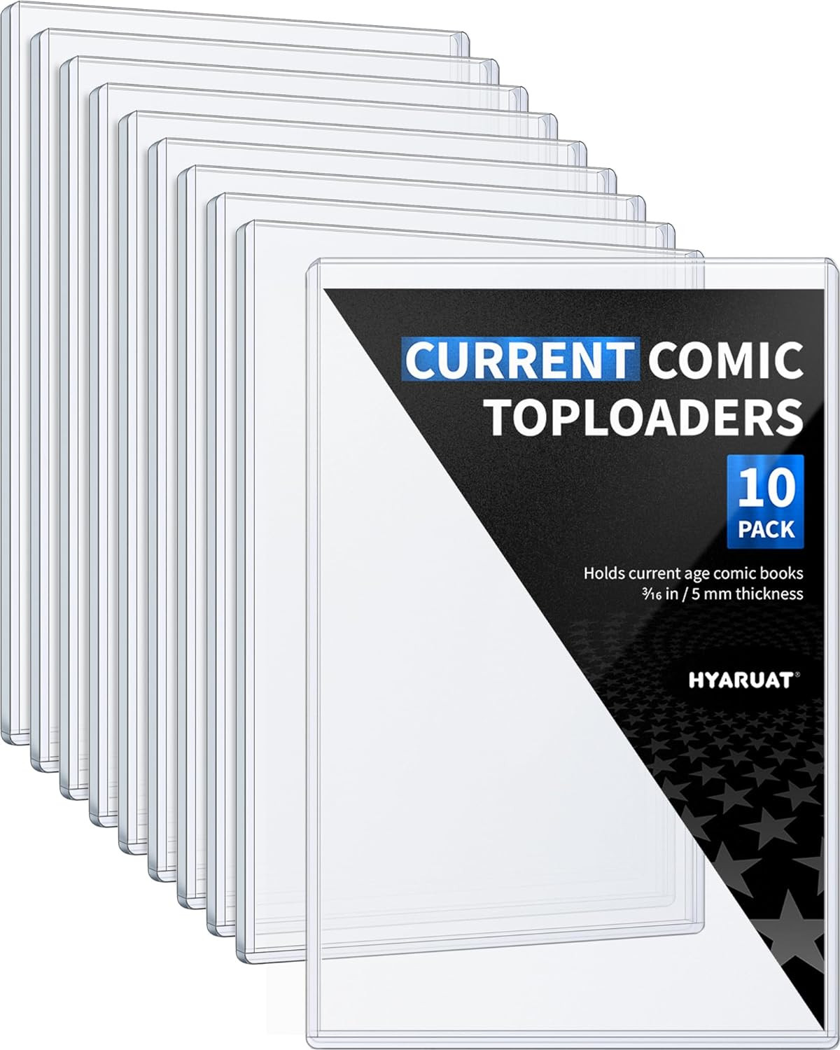 10 Pack Current Comic Book Top Loaders, 15 Mil Rigid | PVC Hard Sleeves, 5Mm Dee