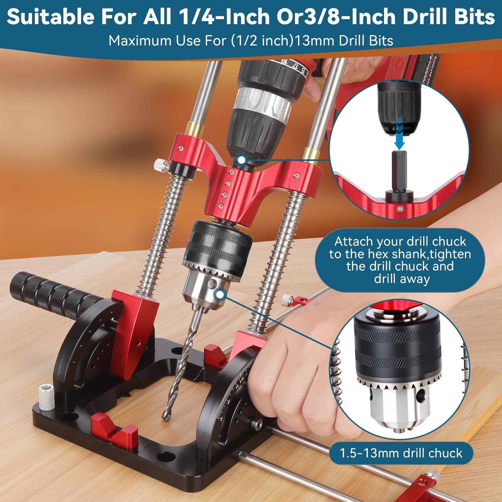 Portable Drill Guide, Multi Angle Drill Guide for Straight Holes, Precision D