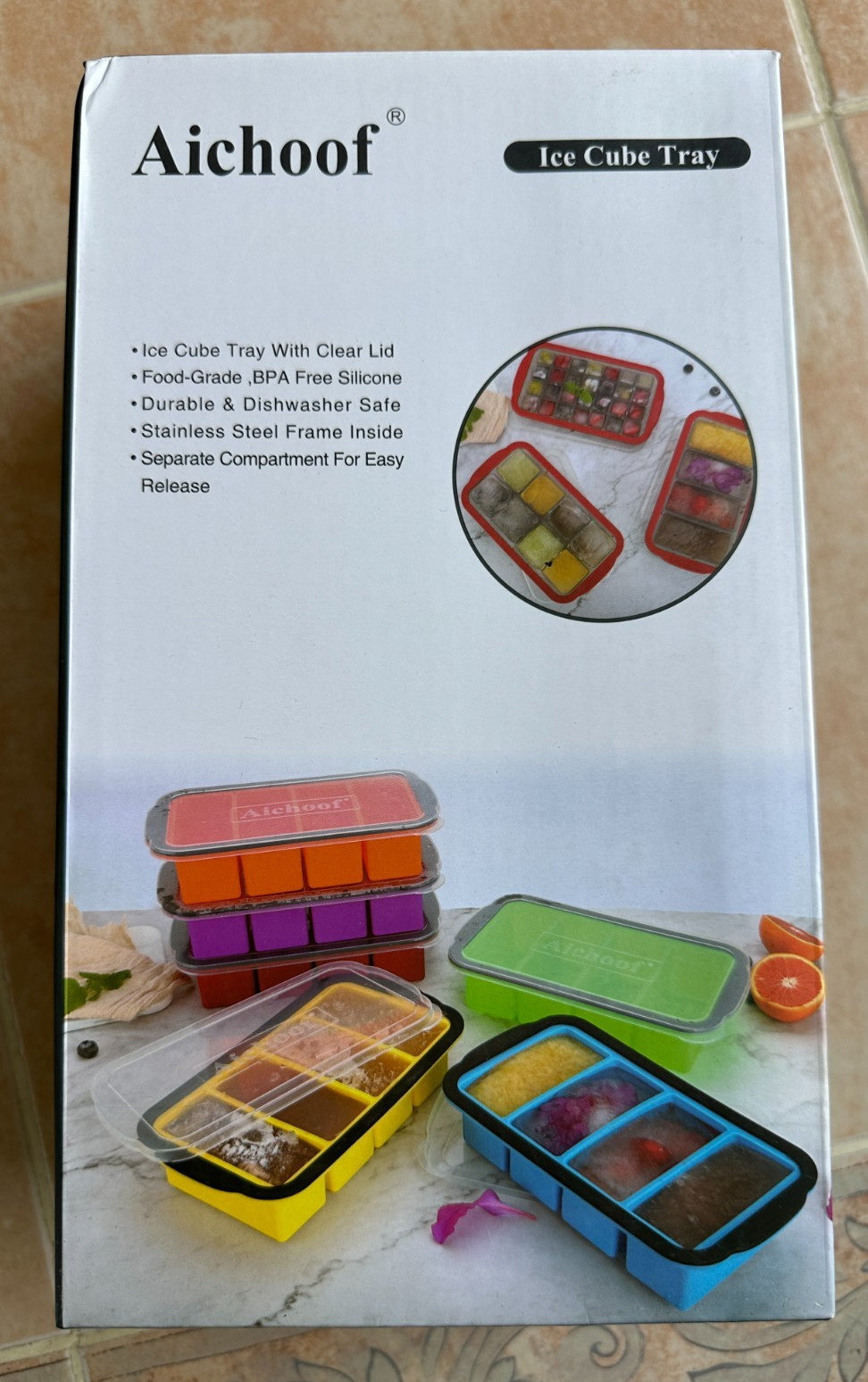 2 pack -  Ice Cube Tray Freezer Food-Grade BPA Free Silicone - Large Blue -New