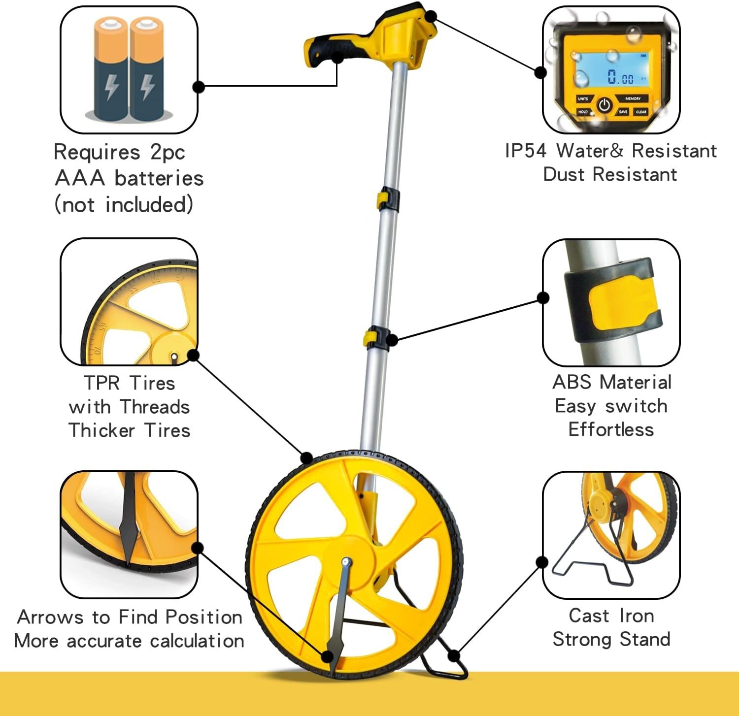 Compact High Precision Measuring Wheel - Perfect for Construction & Landscaping