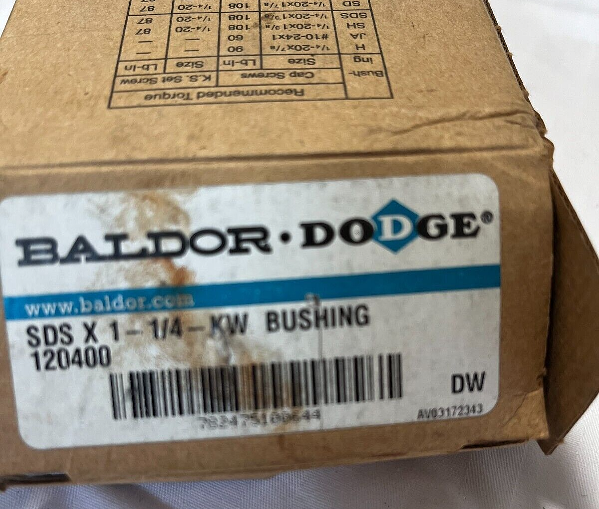 BALDOR 120400 BUSHING QD 1-1/4" BORE