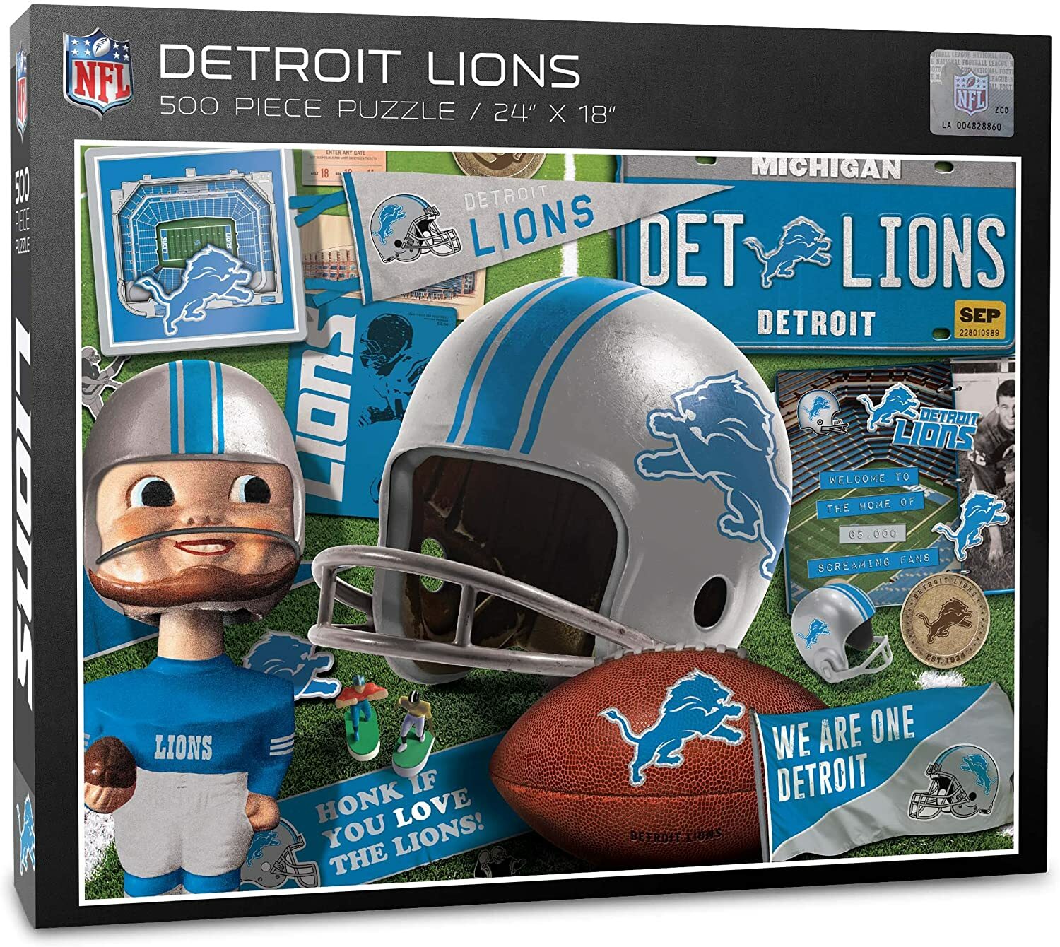 NFL Detroit Lions Retro Puzzle Jigsaw Puzzle Football 500 Pieces - NEW