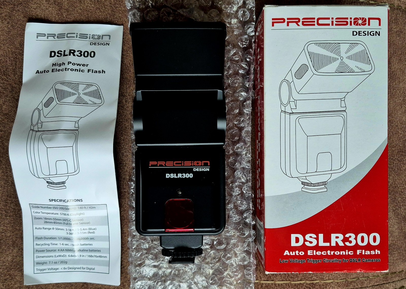 Precision Design DSLR300 Shoe Mount Flash for DSLR Camera New Open Box