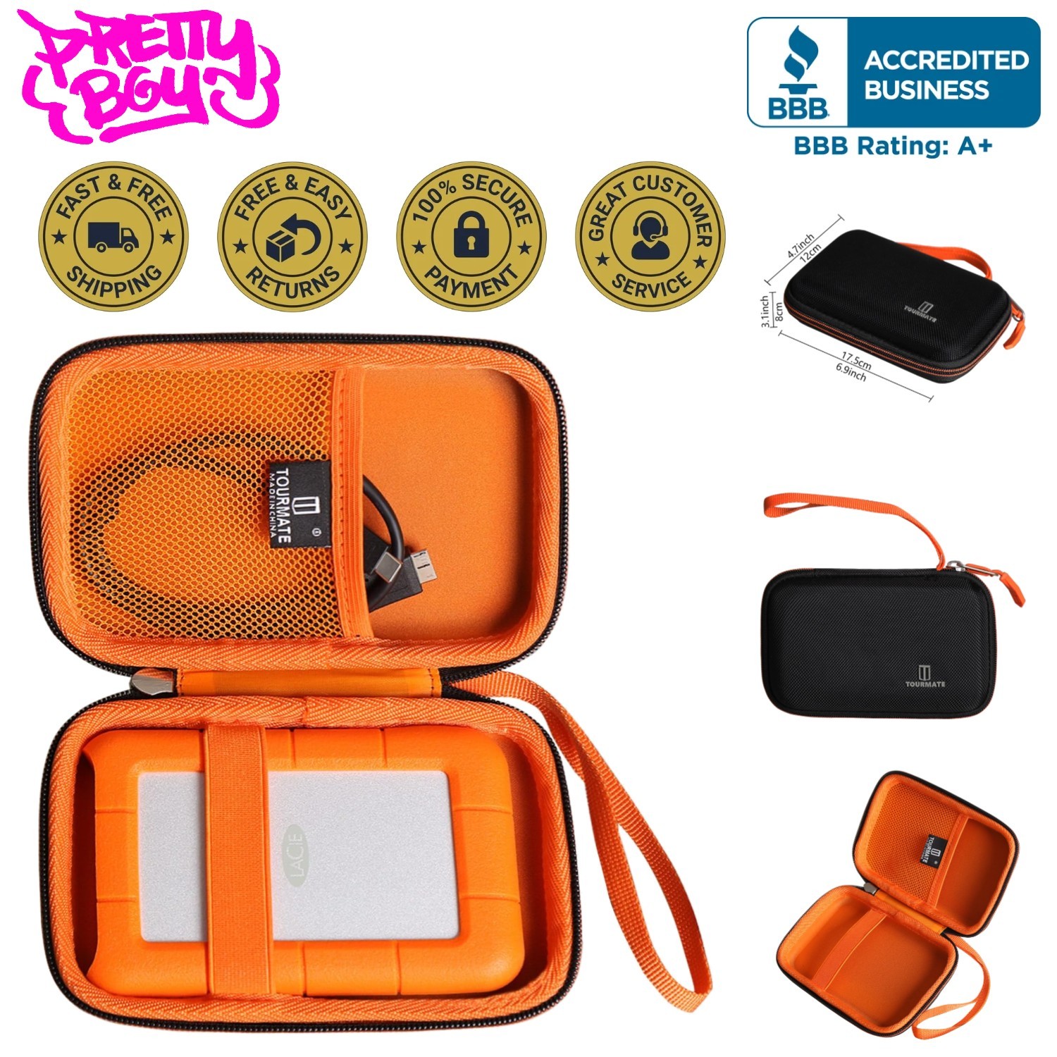 Tourmate Hard Case Compatible For Lacie Rugged Mini 1Tb/ 2Tb/ 4Tb/ 5Tb External