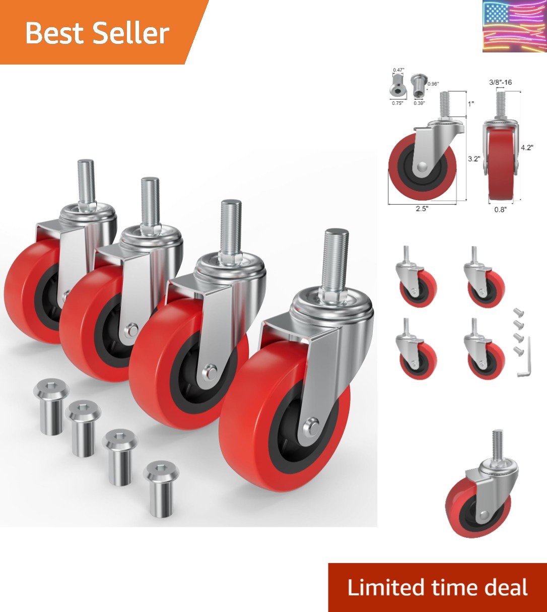 4 Pack Creeper Wheels 2.5 Inch Heavy Duty Swivel Caster Wheel Creeper Service...