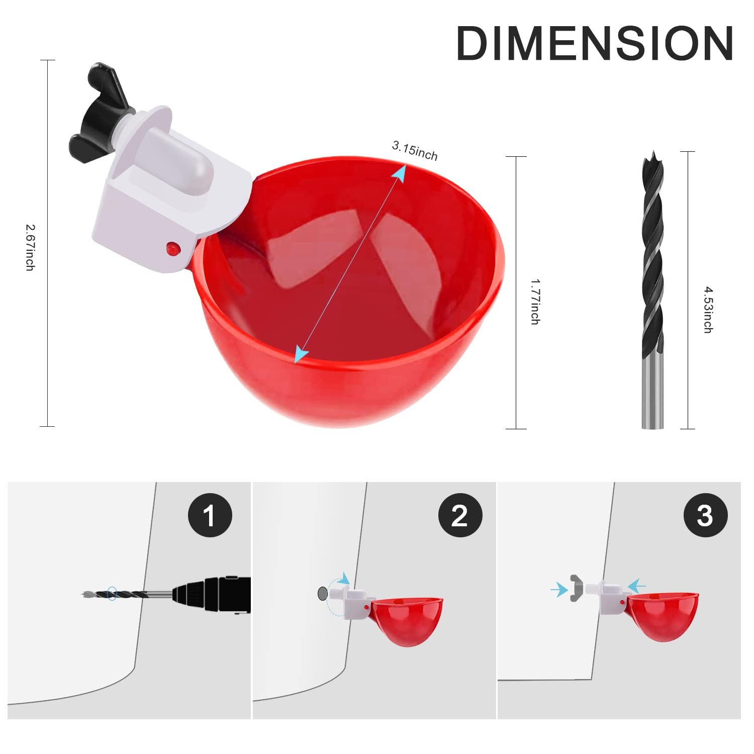 Large Automatic Chicken Waterer Cups 6 Pack Chicken Watering System Cups