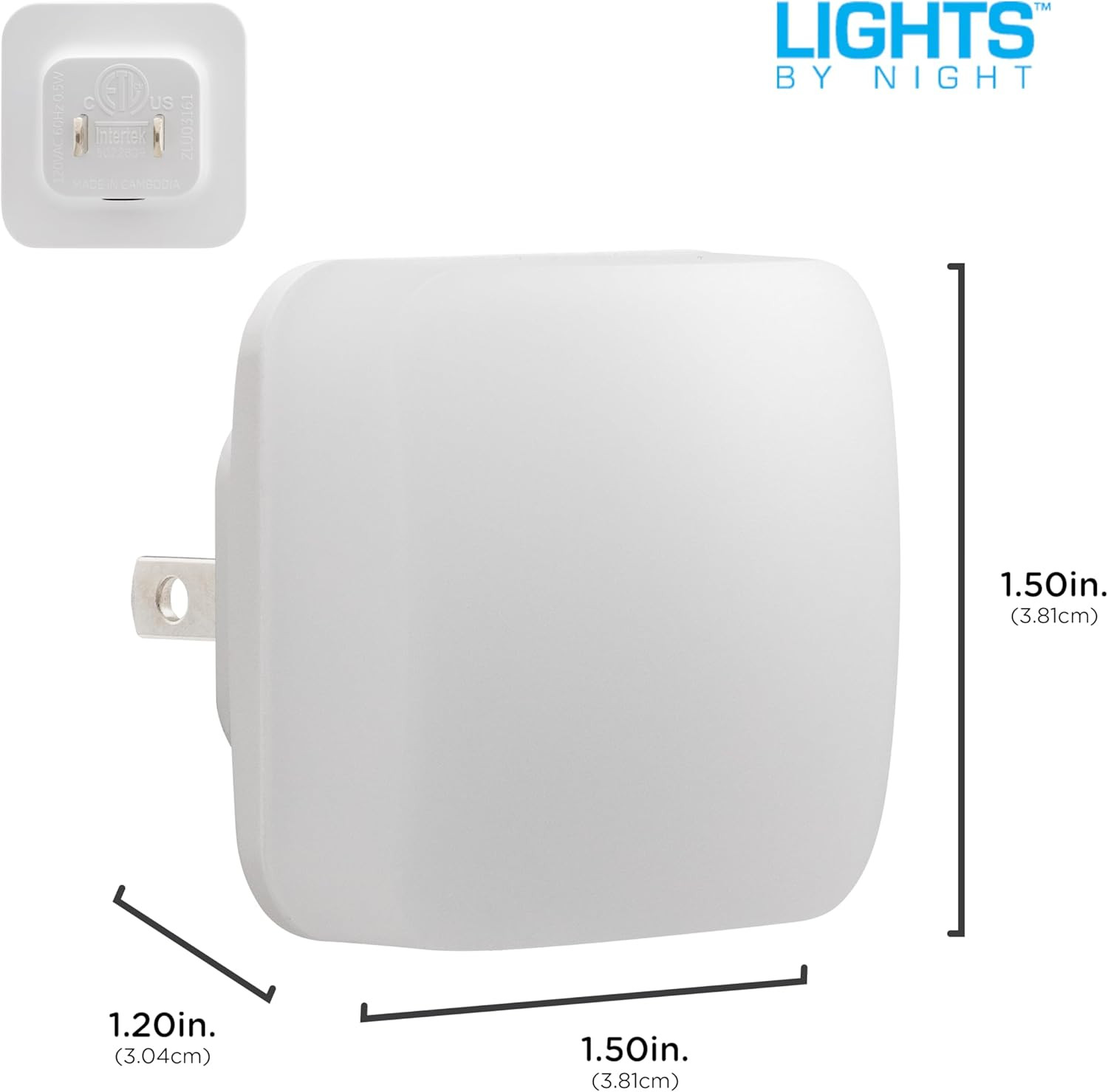 Mini Square LED Night Light, Plug In, Dusk to Dawn Sensor | Warm 3000K, Compact