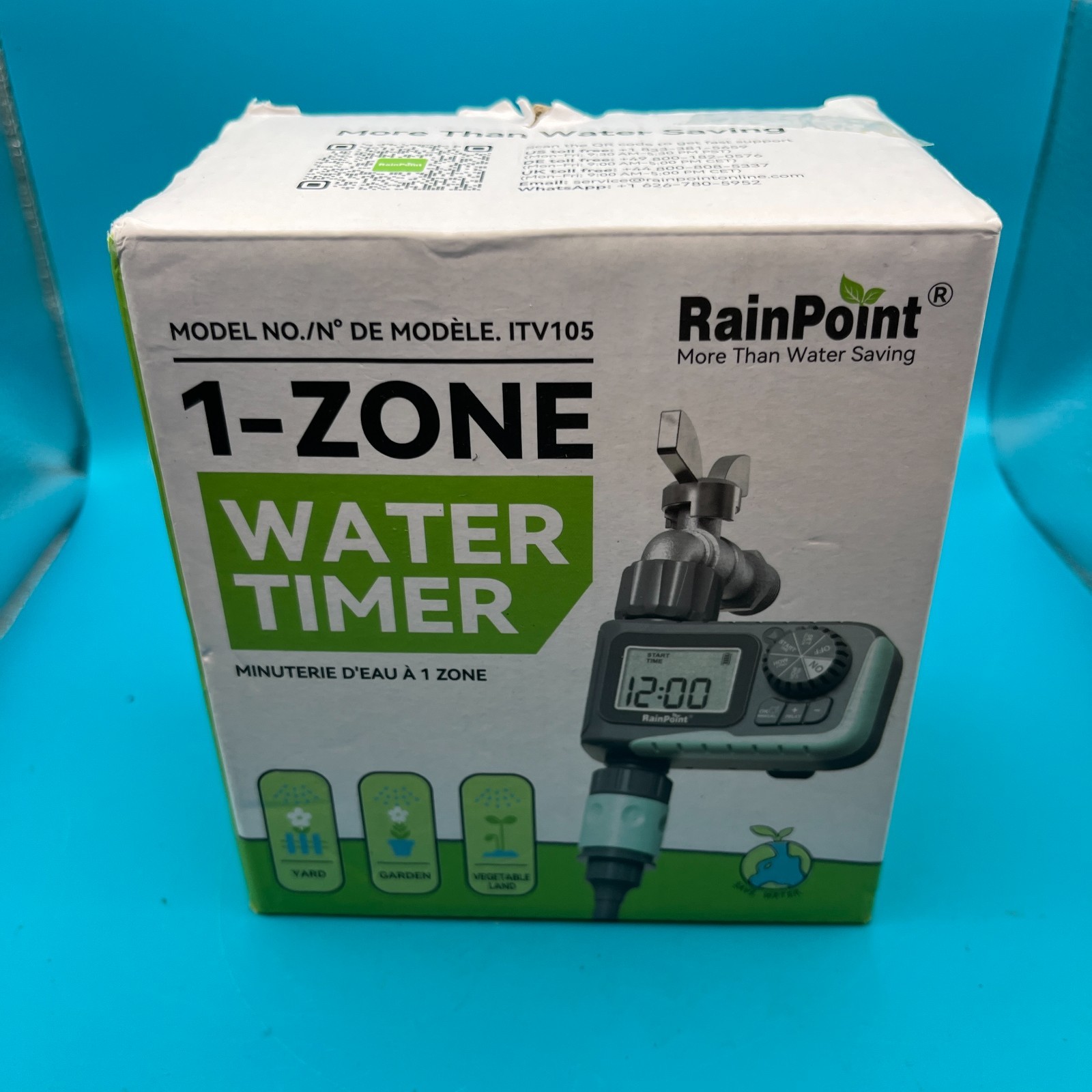 Rainpoint 1-Zone Water Timer ITV105 Water/Rustproof Rain Delay Watering