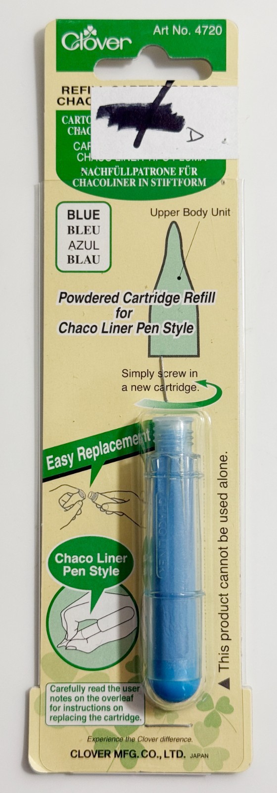 Clover Chaco Liner Pen Chalk Refill Blue #4720