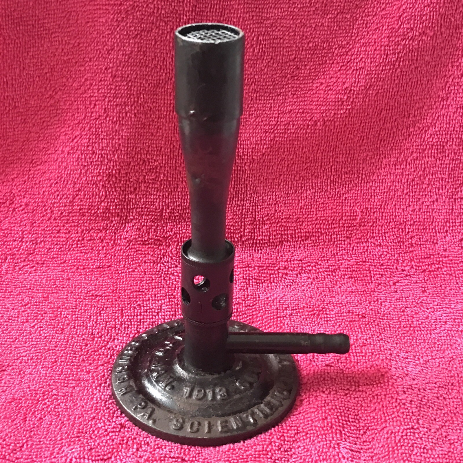 Antique Scimatco Bunsen Burner Pat. 1913. Scientific Materials Co.