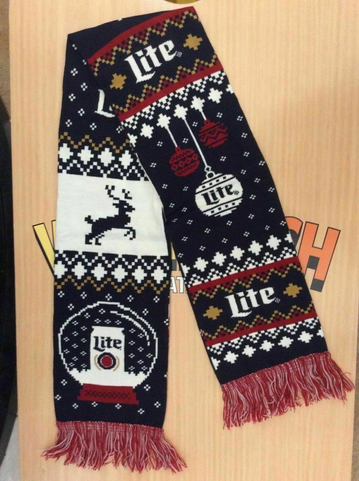 Miller Lite Scarf Ugly Holiday Christmas Sweater Scarf Beer Promotion Men Women