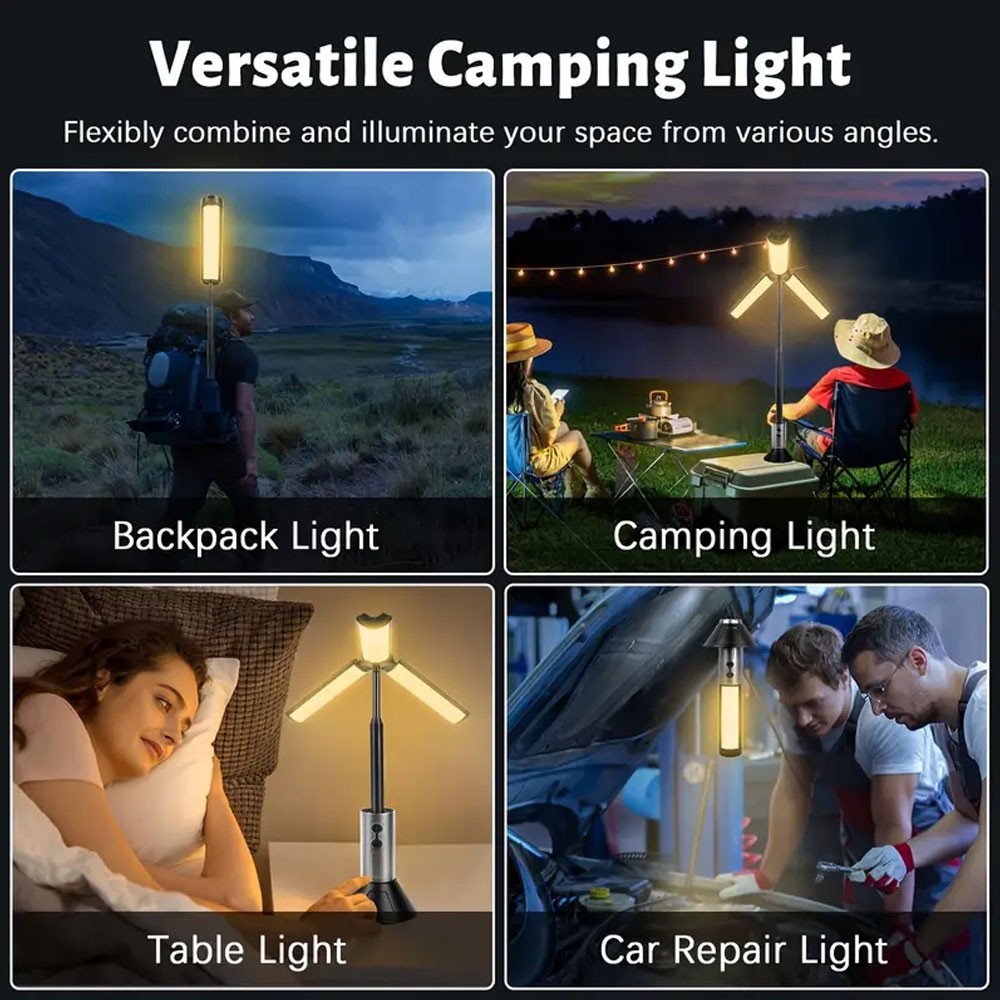 3000mAh Telescopic Folding Tent Light Tripod Camping