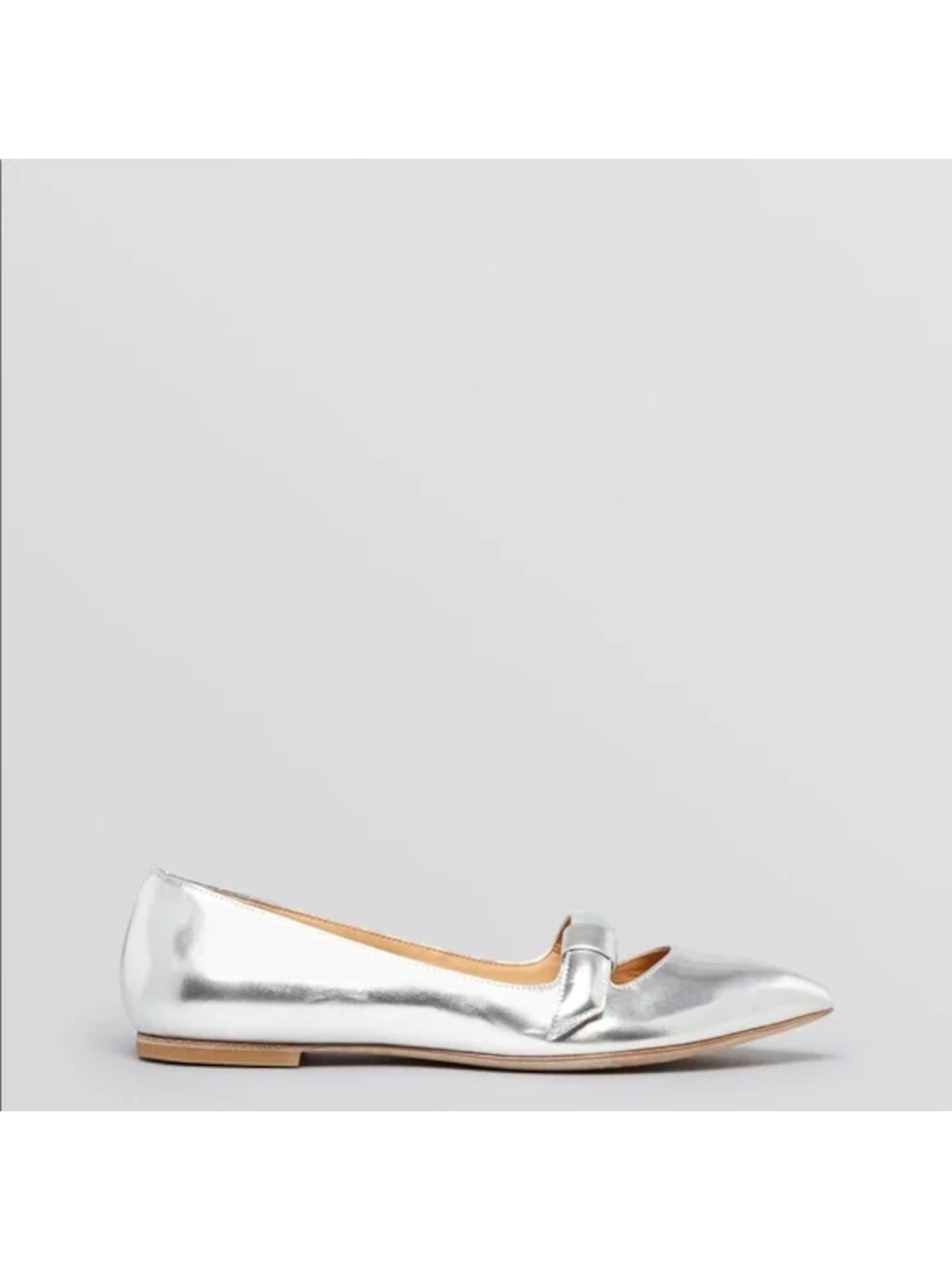 MARC BY MARC JACOBS Womens Silver Strap Slip On Leather Ballet Flats 38.5