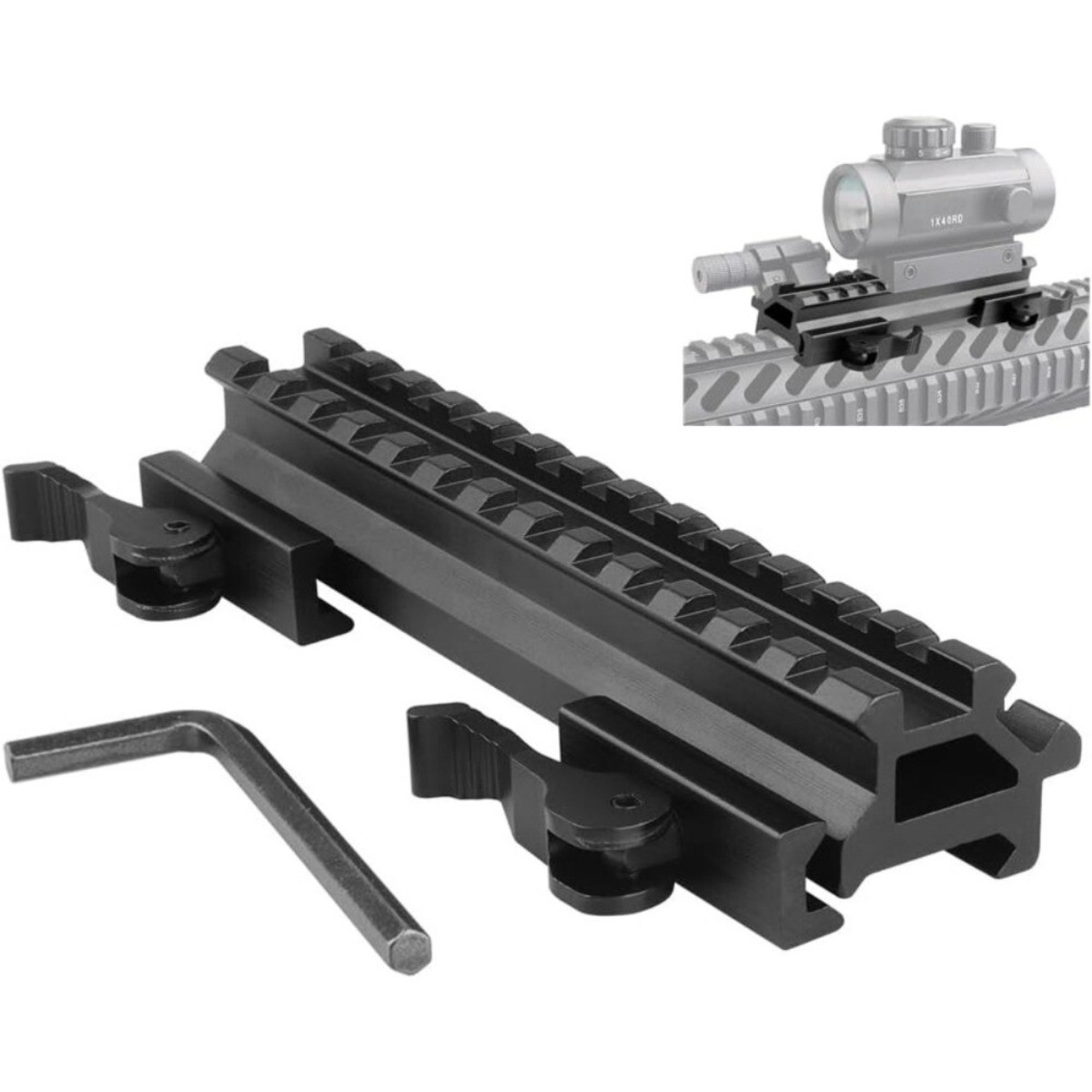 5.5" Quick Release Picatinny Riser Mount Dual Rail for Scopes Flashlight Sights